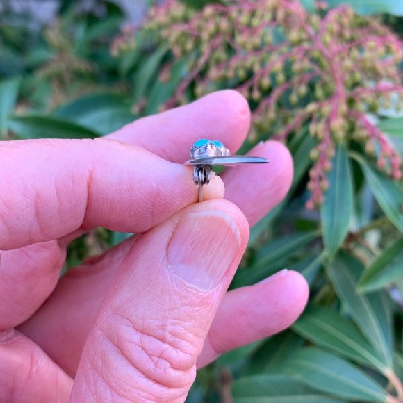 Vintage 1950s Zuni .925 Sterling & Turquoise Boomerang Pin/Brooch - Picture 5 of 6